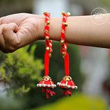 Mehndi Gotta work Bracelet With Bell - Red