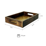 Minimal Affairs Decorative Wood Tray with Handle Metal Engraved (Gold)