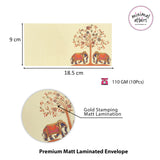 Premium 2 Elephant & Tree Design Shagun Envelopes - Cream