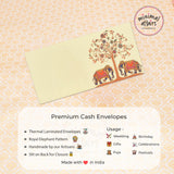 Premium 2 Elephant & Tree Design Shagun Envelopes - Cream
