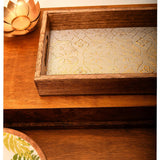Minimal Affairs Decorative Wood Tray with Handle Metal Base
