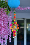 Decorative Colourful Pom Pom with Bells, Festive or Wedding Hanging - Round