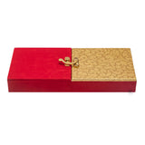 Dual flap velvet finish MDF cash box for Gifting red