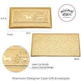Horse and Chariot Laser cut Acrylic hardboard Shagun Envelopes - Gold