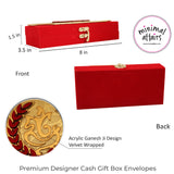 ganesh design acrylic finish MDF cash box for Gifting red