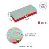 Lotus pattern Thermal Laminated Cash Box for Gifting - Light Green