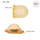 Polka Dot Linen Potli Bag for Return Gifting - Cream