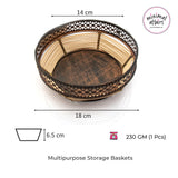 Decorative Basket for Table Top, Home Decor - Rust Proof, cane rope, L-18 cm X H-6.5 cm