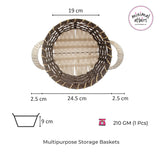 Handwoven PVC Rope Shelf Storage Baskets - Fruit Basket Kitchen Counter Decor, Table Centerpiece - 24 x 9 CM