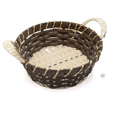 Handwoven PVC Rope Shelf Storage Baskets - Fruit Basket Kitchen Counter Decor, Table Centerpiece - 20x8CM