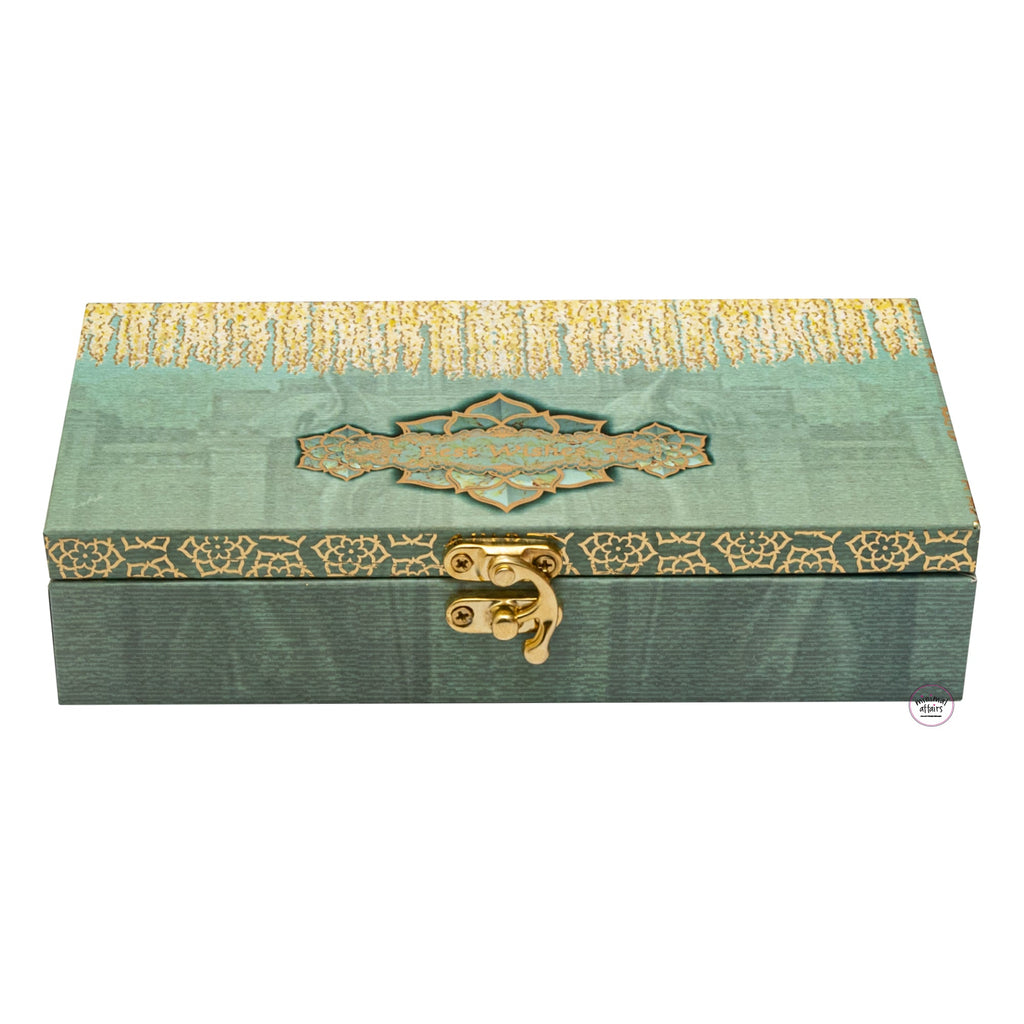 Gold stamping finishing MDF cash box for Gifting seagreen