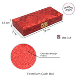 Chanderi fabric premium finish MDF cash box for Gifting red