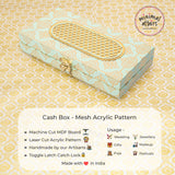 laser cut acrylic finish cash box for Gifting seagreen