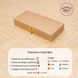 Dot Pattern Leatherette Finish MDF cash box for Gifting beige