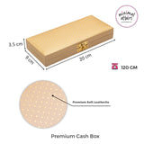Dot Pattern Leatherette Finish MDF cash box for Gifting beige