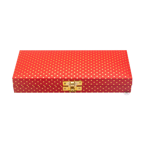 Dot Pattern Leatherette Finish MDF cash box for Gifting Red