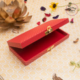 Dot Pattern Leatherette Finish MDF cash box for Gifting Red