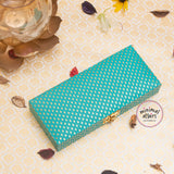 Dot Pattern Leatherette Finish MDF cash box for Gifting Turquoise