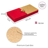 Dual flap velvet finish MDF cash box for Gifting red