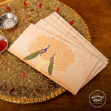 Peacock and tree Laminated Premium Shagun Envelopes -Peach