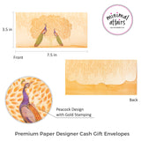 Peacock and tree Laminated Premium Shagun Envelopes -Peach