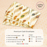 Peacock Feather Pattern Premium Shagun Envelopes - White
