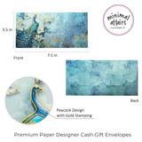 Peacock Laminated Premium Shagun Envelopes - Blue