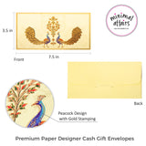 Double Peacock Laminated Premium Shagun Envelopes - Cream