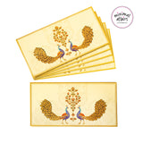 Double Peacock Laminated Premium Shagun Envelopes - Cream