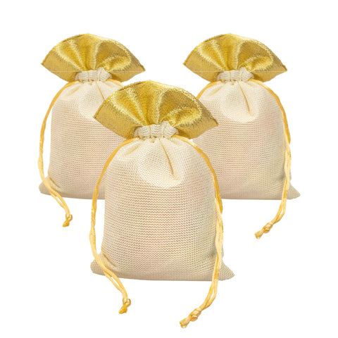 Small Foam Jute Potli Bag for return gifting - White