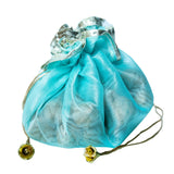 Organza Potli  Double Layer Reversible Potli Bag for Wedding, Diwali Gift Pouches, Gifts Bags - Cyan