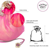 Organza Potli Double Layer Reversible Potli Bag for Wedding, Diwali Gift Pouches, Gifts Bags - Pink