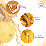 Stylish Royal Bridal Potli Bag for Wedding, Gifts Bags - Yellow